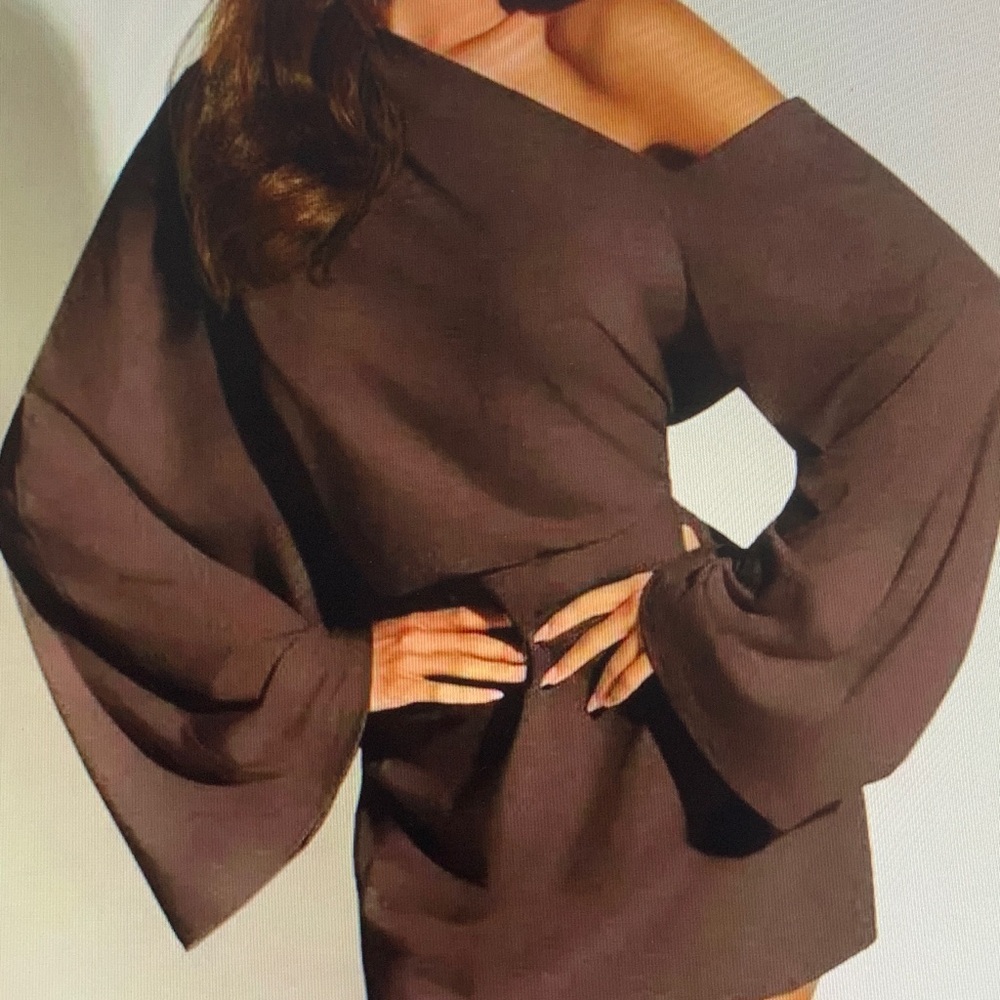 Off-Shoulder Brown Dress